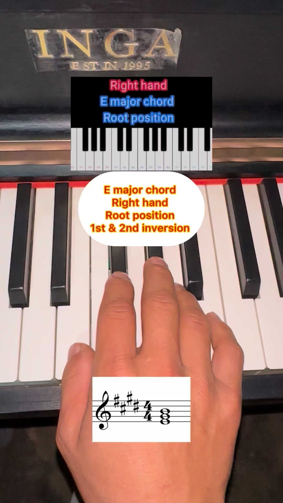 F major chord. Right hand (1st inversion) #pianochords #piano # ...