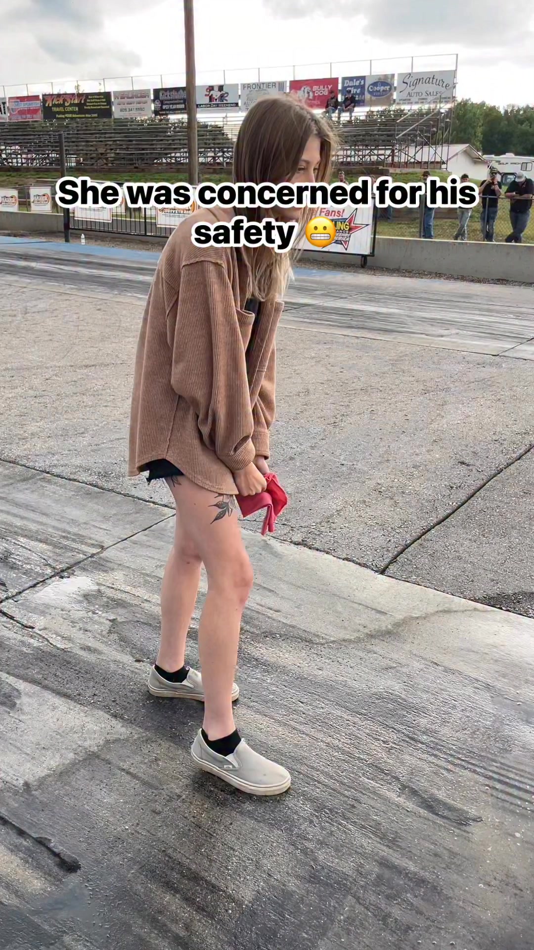She was concerned for his safety on this wild Harley-Davidson drag