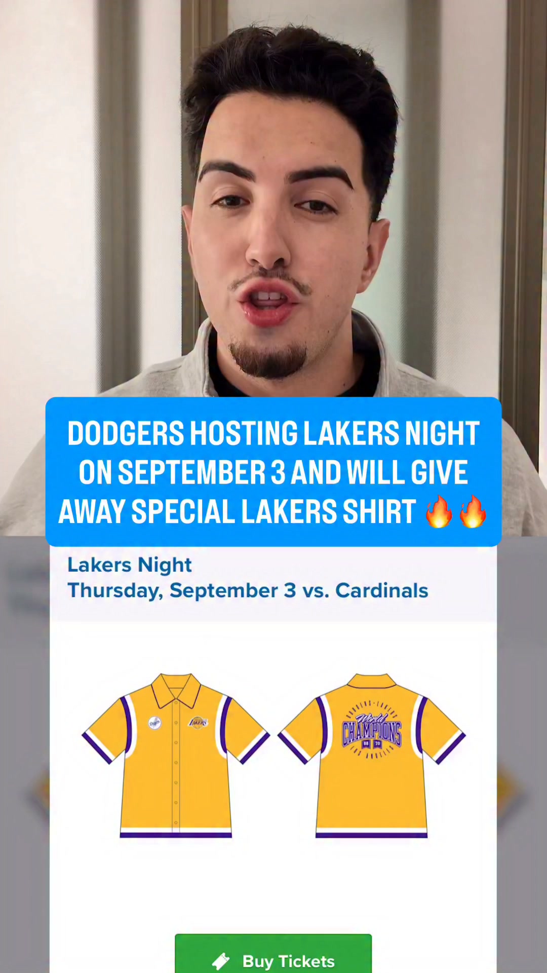 The Dodgers are hosting “Lakers Night” on September 3 when they