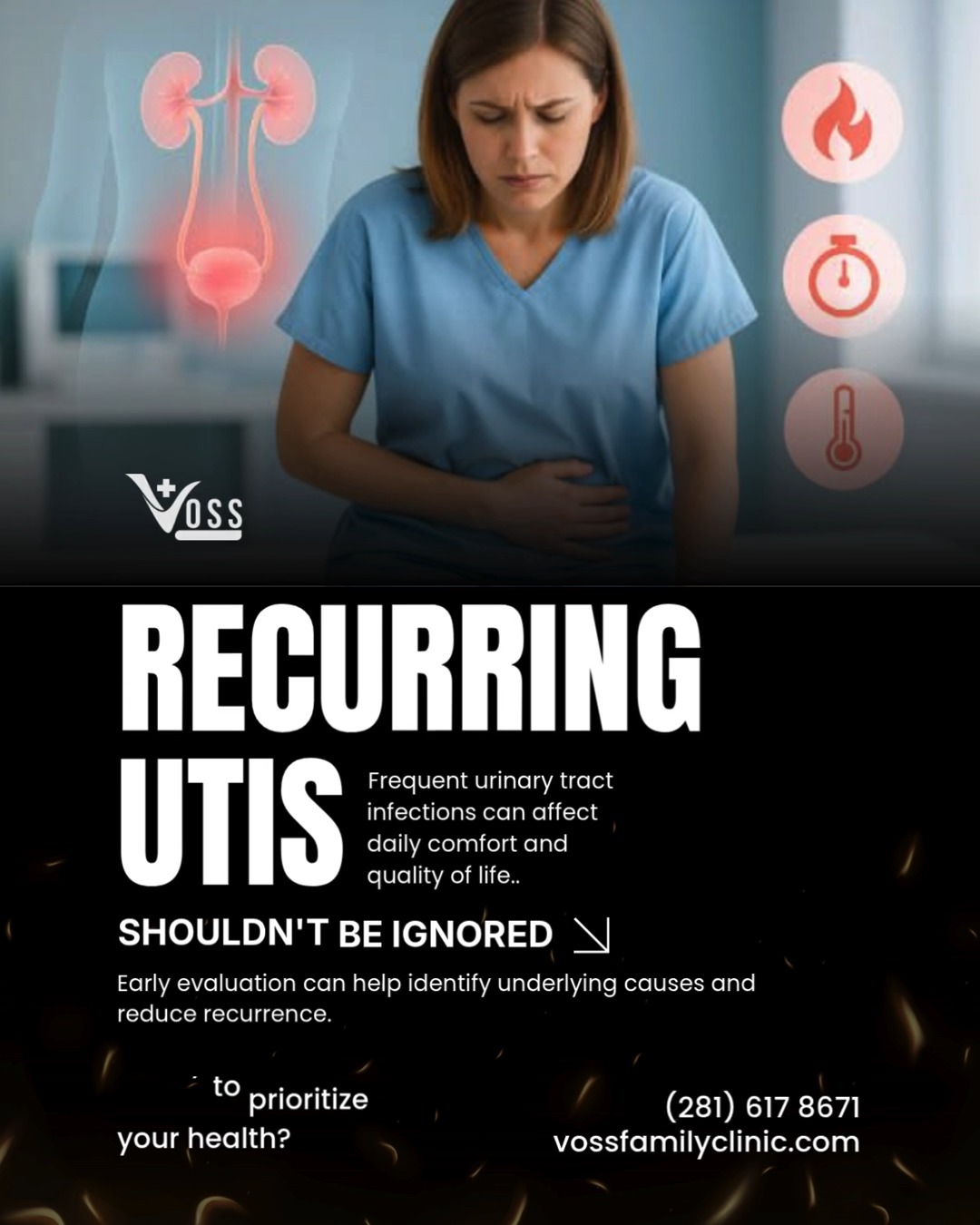 If you are experiencing recurring UTI symptoms, Voss Family Clinic is here to help patients in Sugar Land and Katy. Most insurance plans are accepted. Call now at (281) 617 8671 to confirm your 