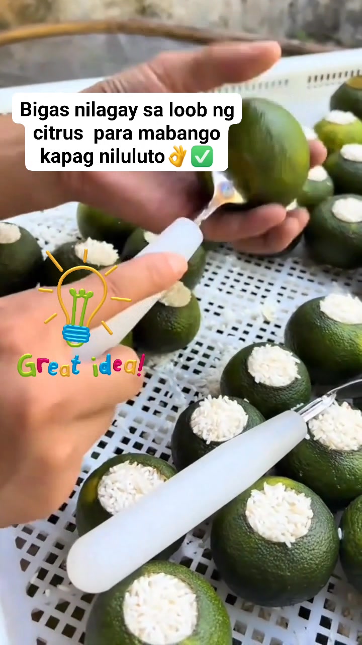 Bigas nilagay sa loob ng citrus para mabango pag niluto #citrus #orange ...