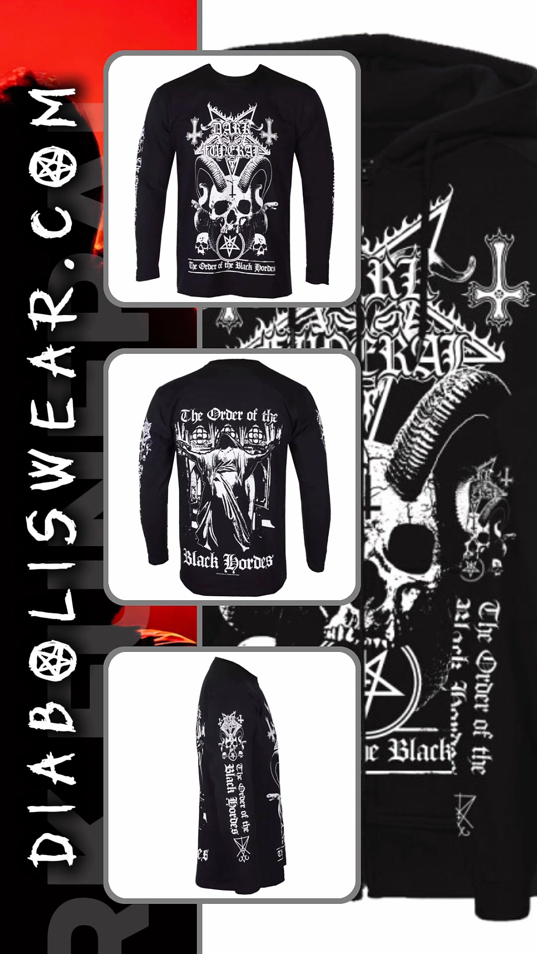 Camiseta Manga Larga Oficial Dark Funeral 'Order Of The Black Hordes' - Negra, Algodón, Tallaje Regular Unisex
