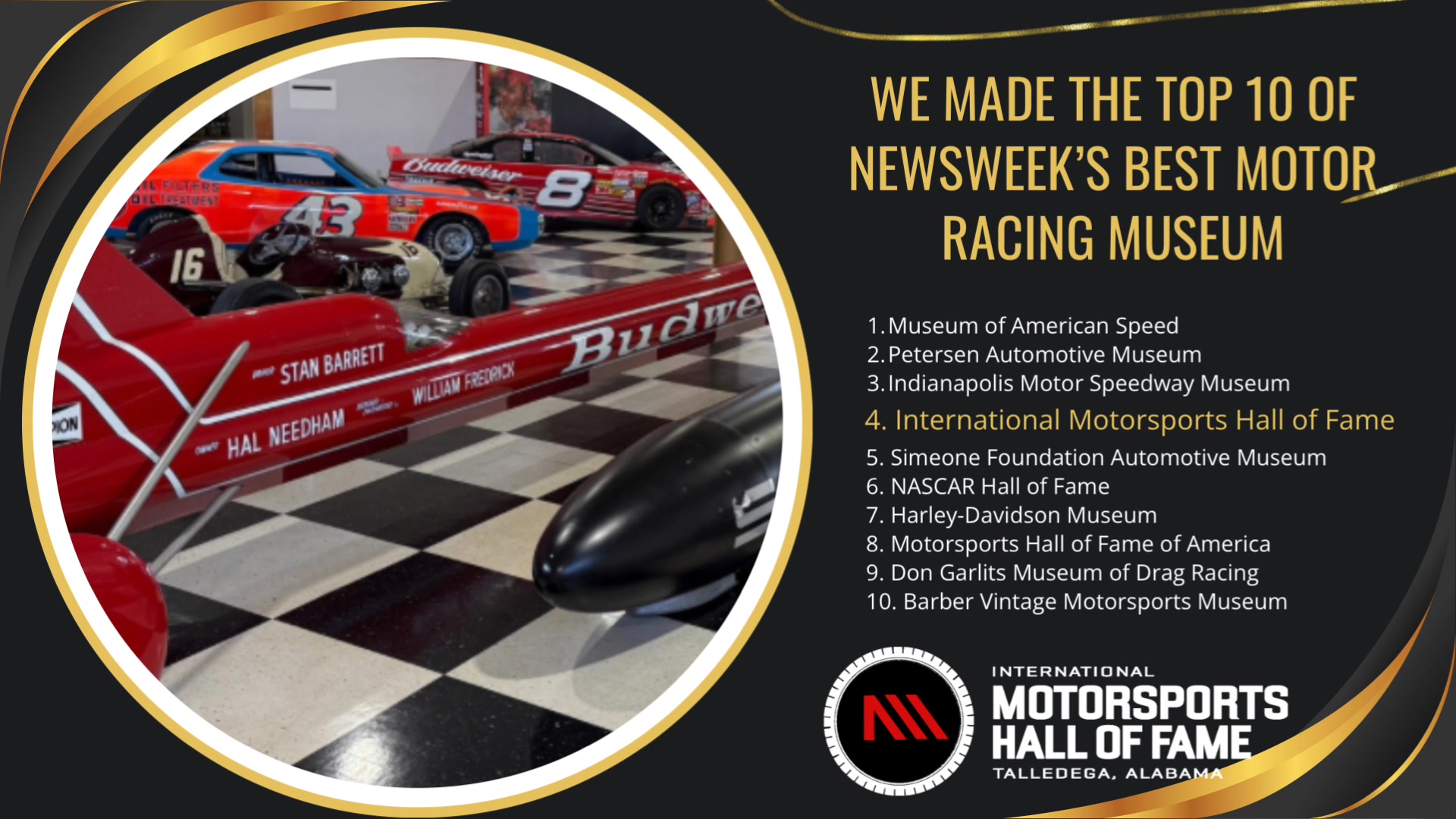 BIG NEWS!! 🎉 The International Motorsports Hall of Fame in Talladega ...