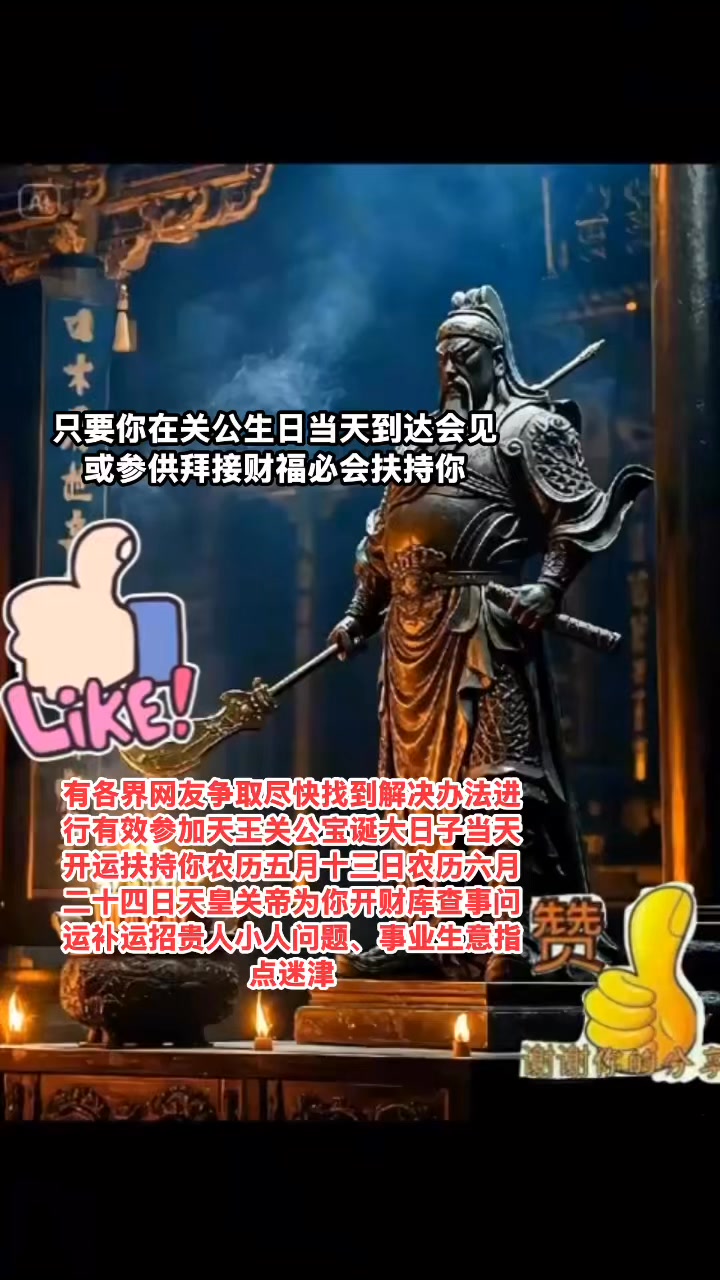 只要你在天王关公生日当天到达会见或参供拜接财福必会扶持你：各界网友争取尽快找到解决办法进行有效参加天王关公宝诞大日子当天开运扶持你农历五月十三 ...