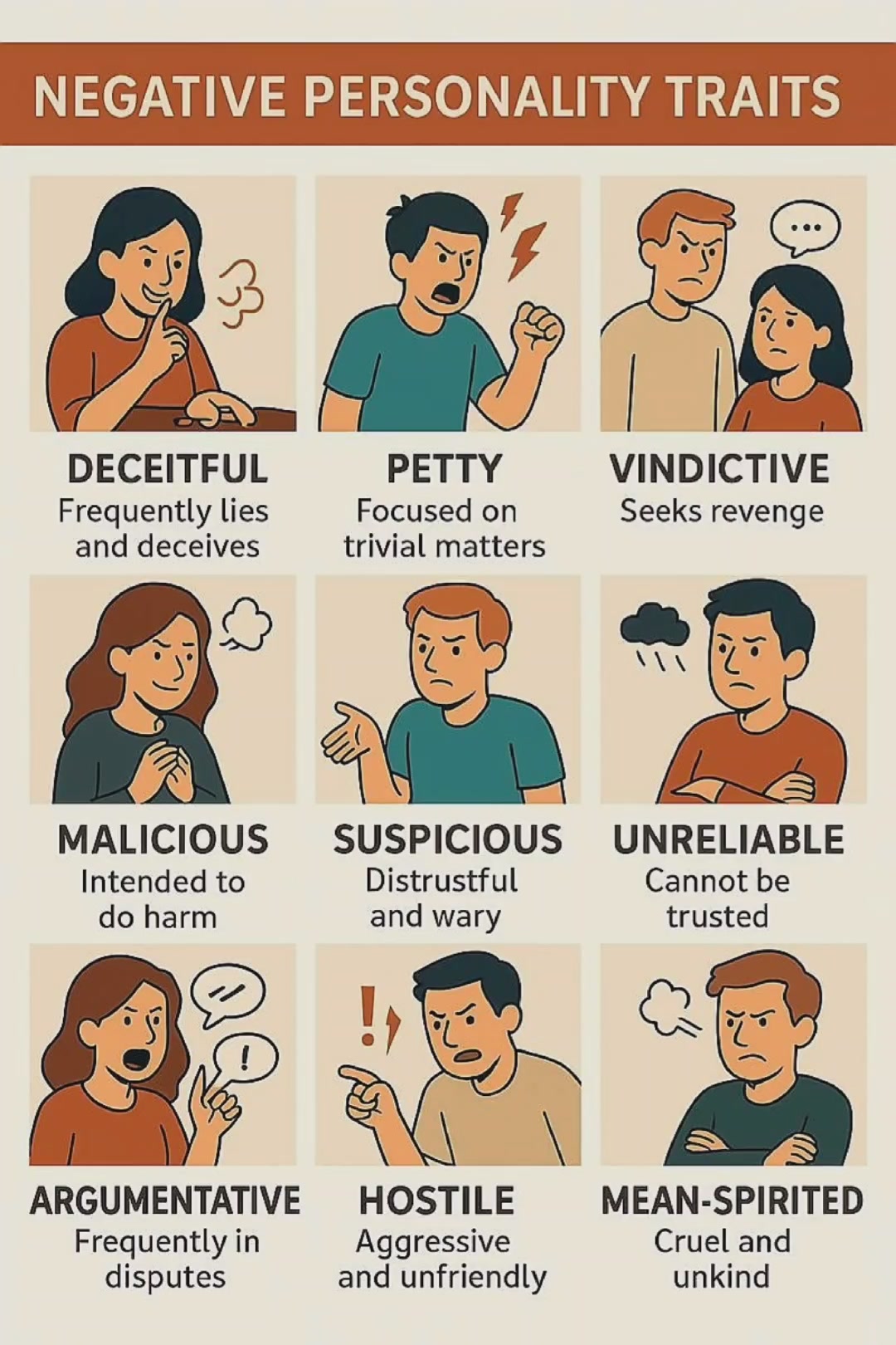 Learn Negative Personality Traits | English Classes | Facebook