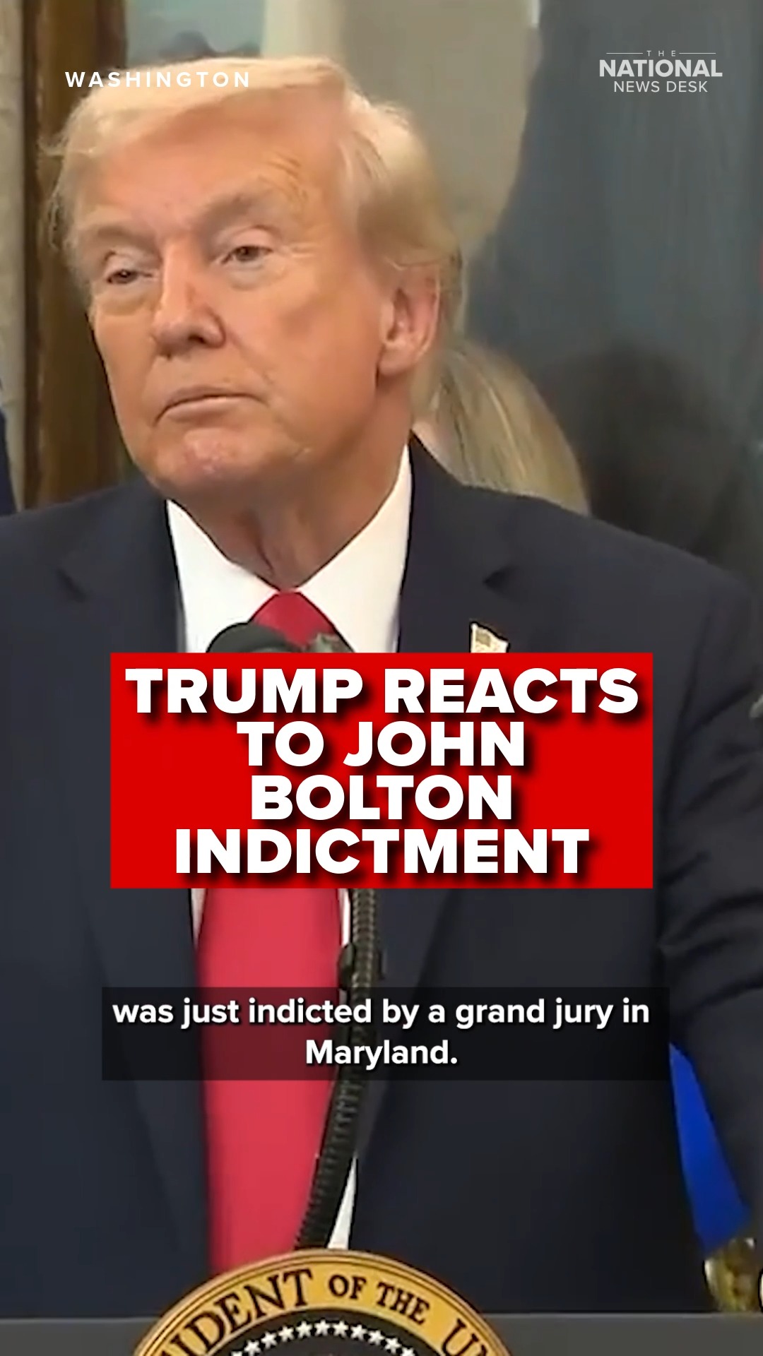 President Donald Trump reacts to news that the Justice Department ...