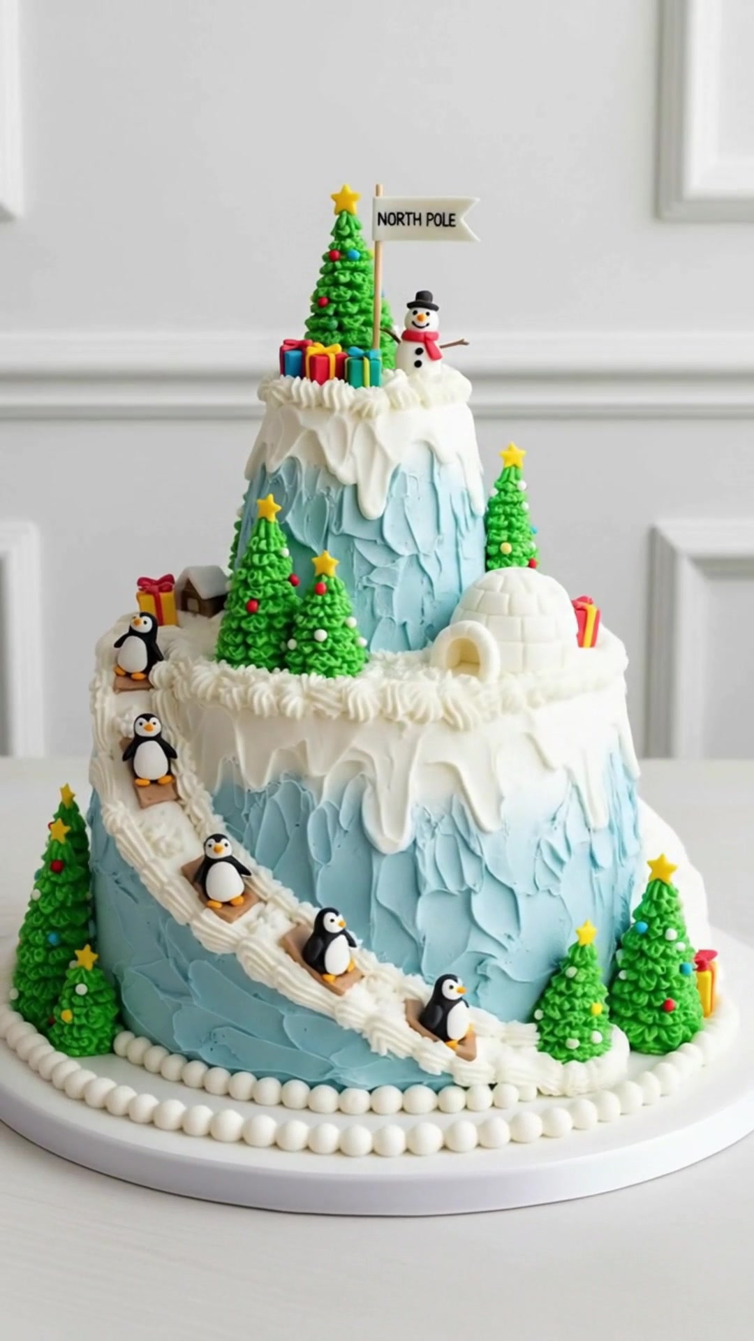 “North Pole Slide Cake🎂🐧 ️.” perfect for holiday birthdays, winter ...