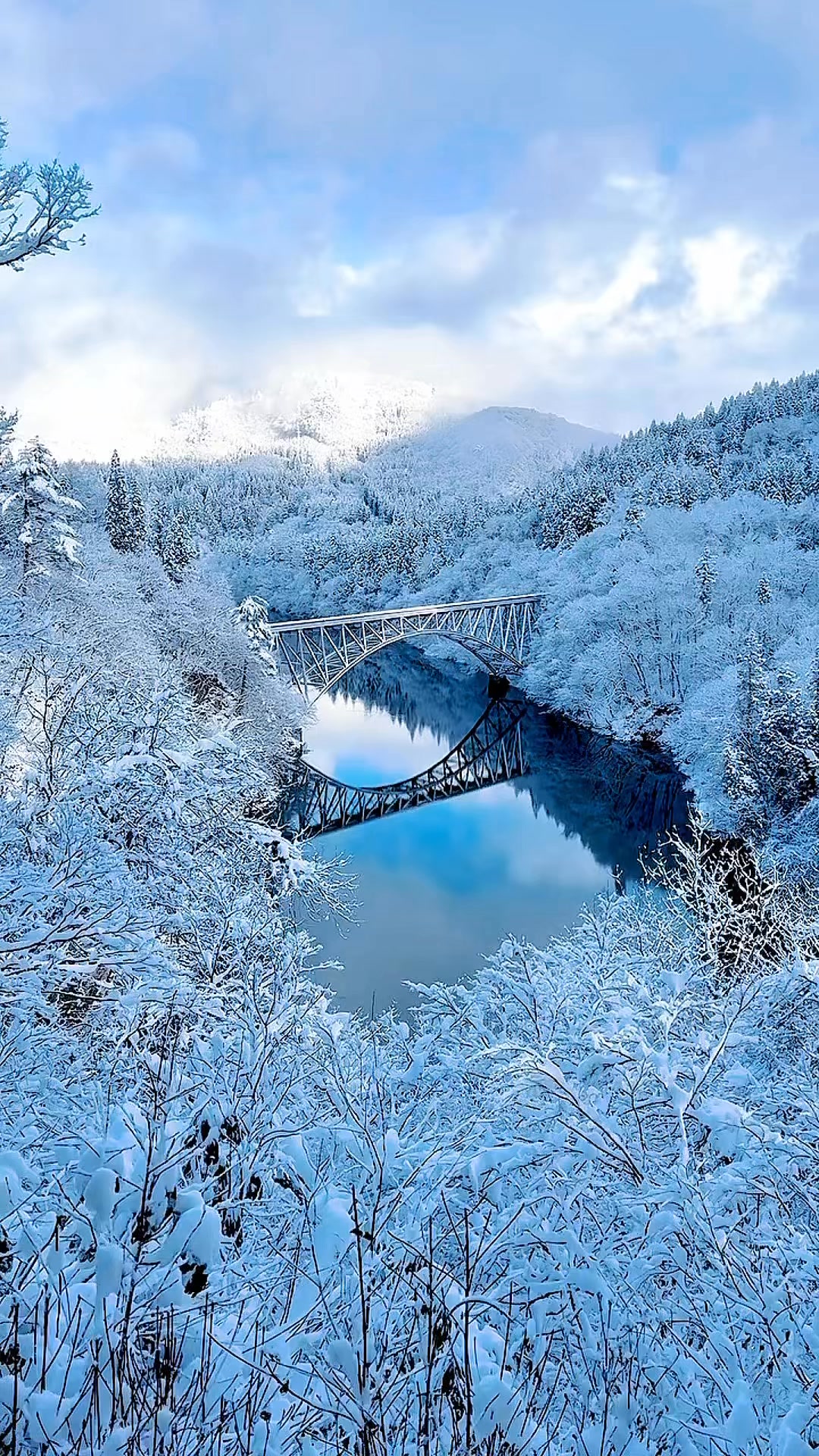 First Tadami River Bridge, Japan A panoramic view of the arch
