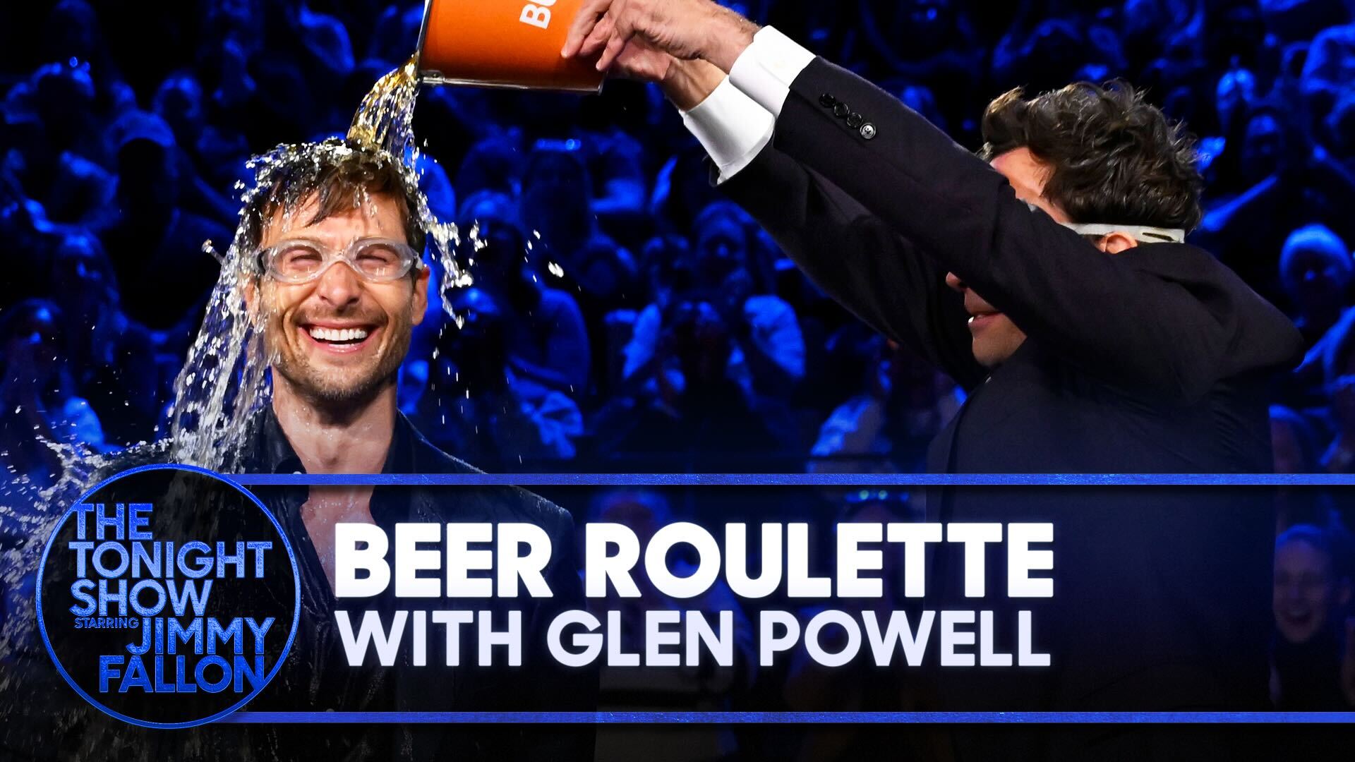 Glen Powell and Jimmy go head-to-head in Beer Roulette! 🍻 | The Tonight ...