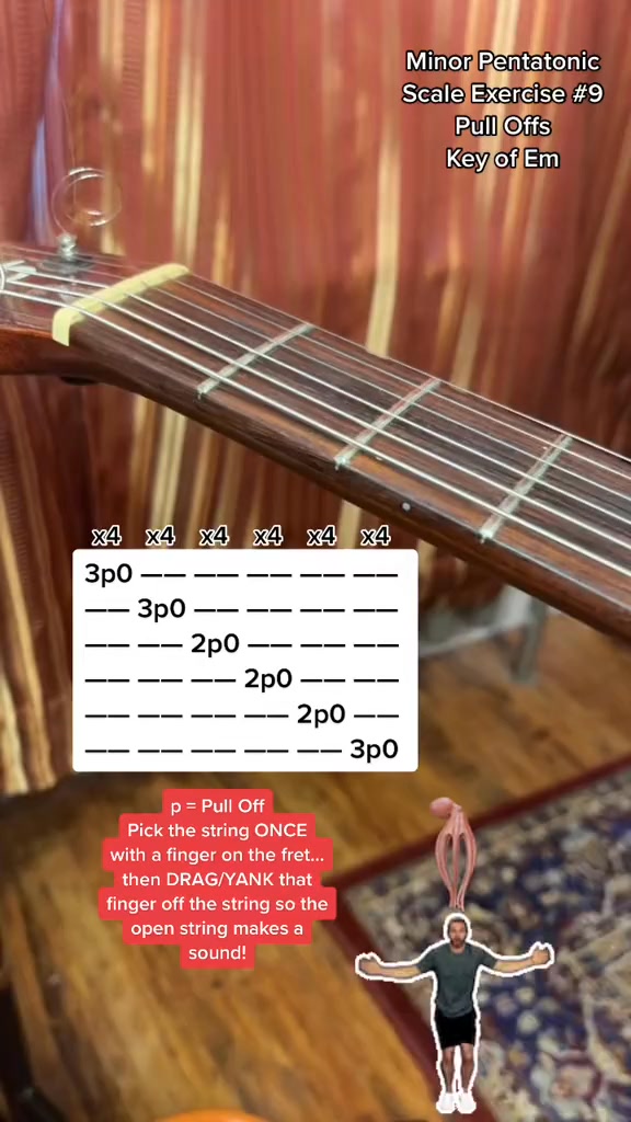Pull Off Exercise with the E Minor Pentatonic Scale. A pull off is more ...