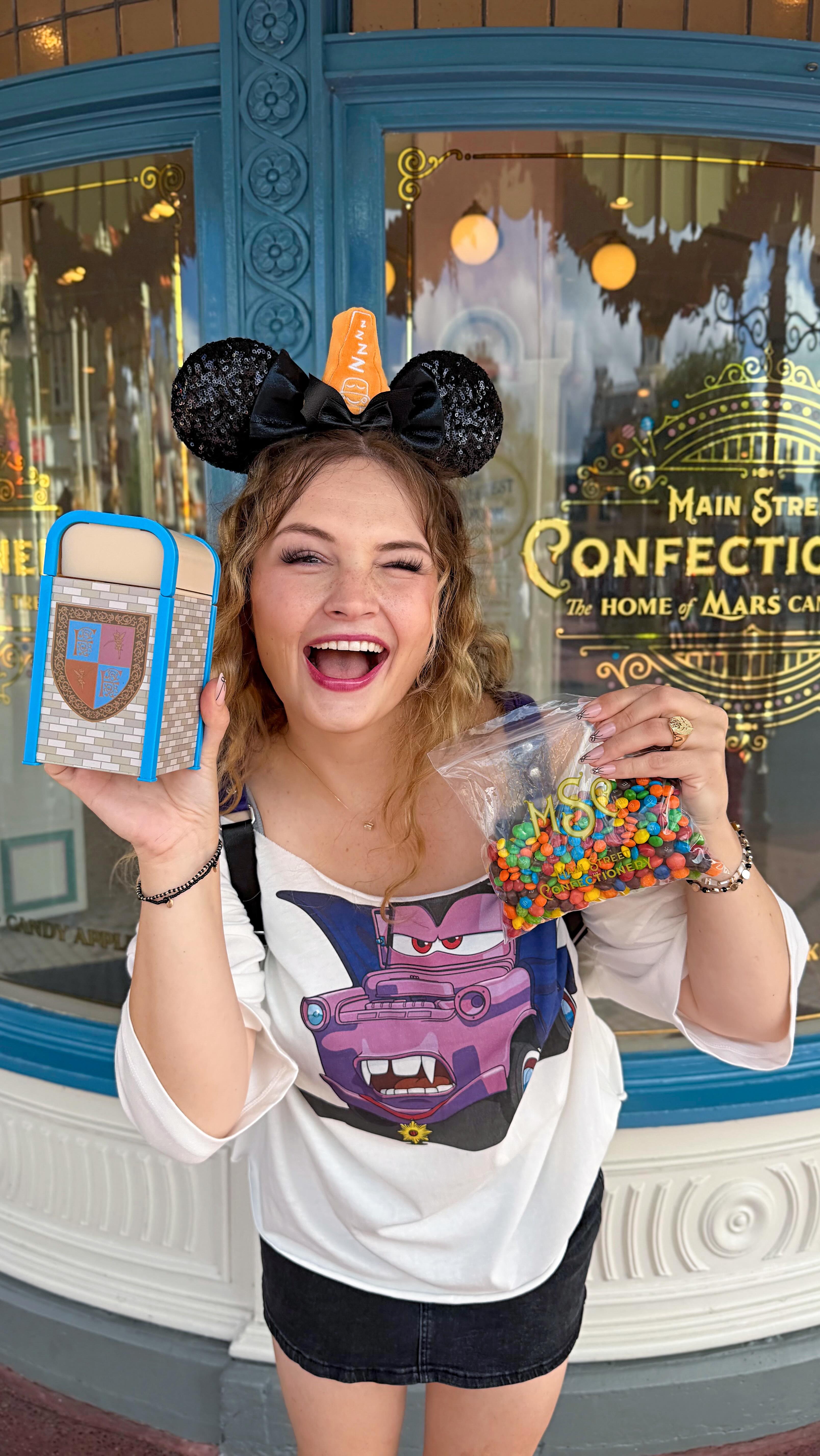A pair of Fantasyland Castle trash-can salt-and-pepper shakers is