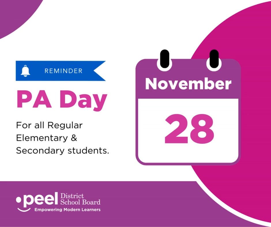 REMINDER: November 28 is a PA Day for all Regular Elementary ...