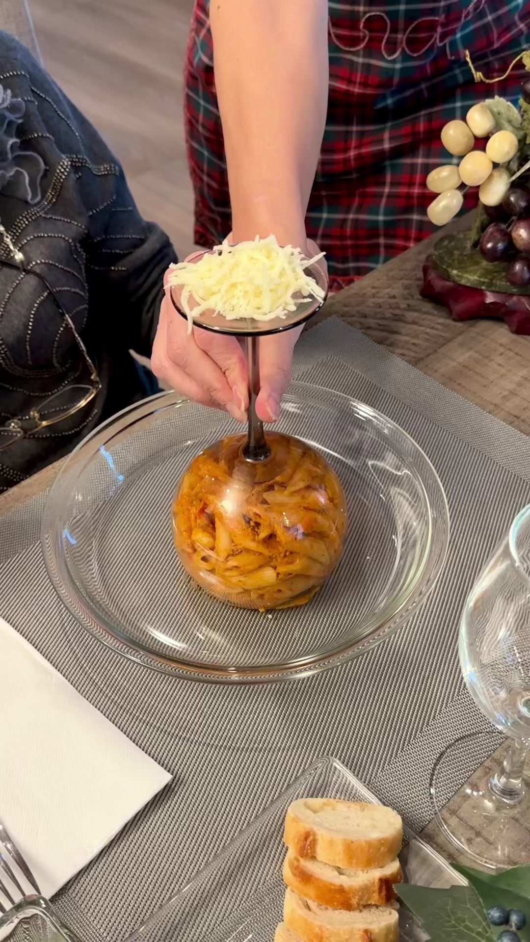 Serve Pasta With an Upside Down Wine Glass Hack
