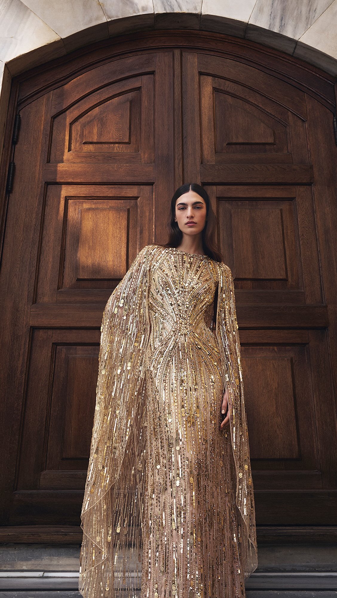 gold jenny packham dress A preview of the Ramadan Edit. Coming soon!, The Ramadan Edit blends sleek, architectural lines with shimmering embellished detailing, creating modern glamour for the most elevated of V-Neck Dresses