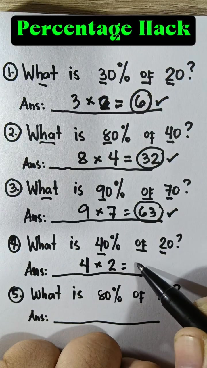 Percentage Hack #mathematicstutorial | Mathematics Tutorial | Facebook