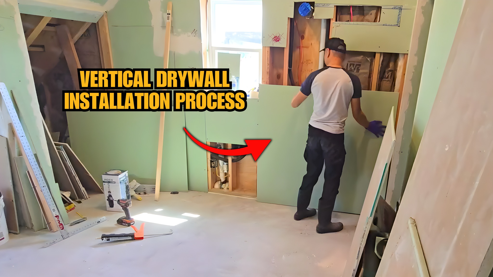 In this video, I walk you through how to install drywall on wall ...
