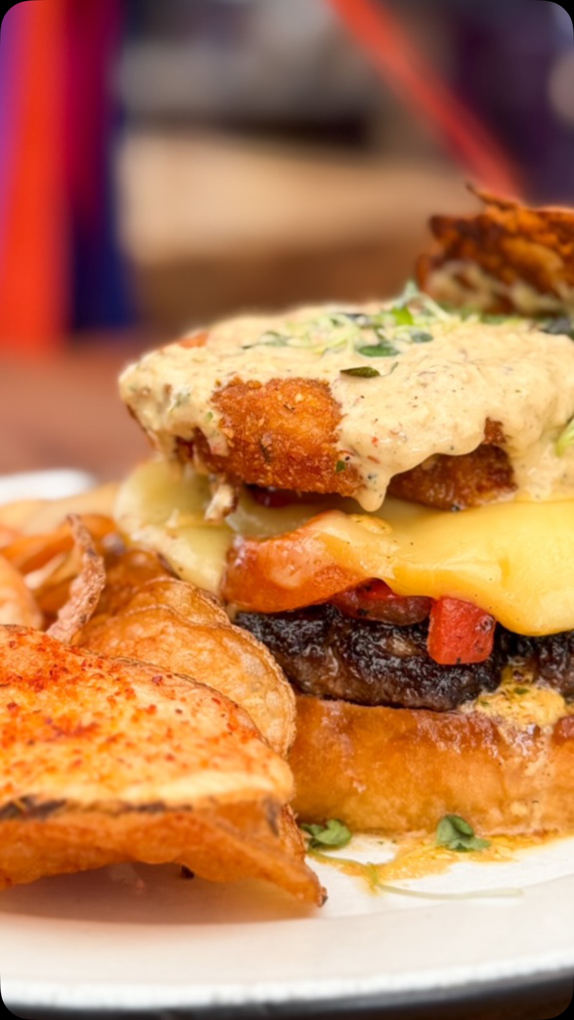 8oz Wagyu beef patty, grilled bell peppers, smoked Gouda, corn flakes ...