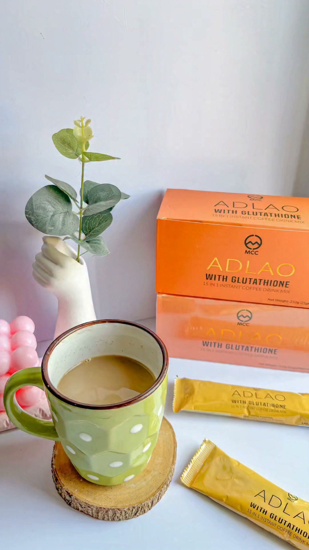 glutathione and coffee Not your regular coffee. ☕️ yes, it’s sugar-free too. , Meet ADLAO 15-in-1 with ✨, A unique blend of coffee, botanical extracts, and glutathione featuring Ginseng, Mangosteen, WOMEN NIOD Copper Amino Isolate Size:35 ml