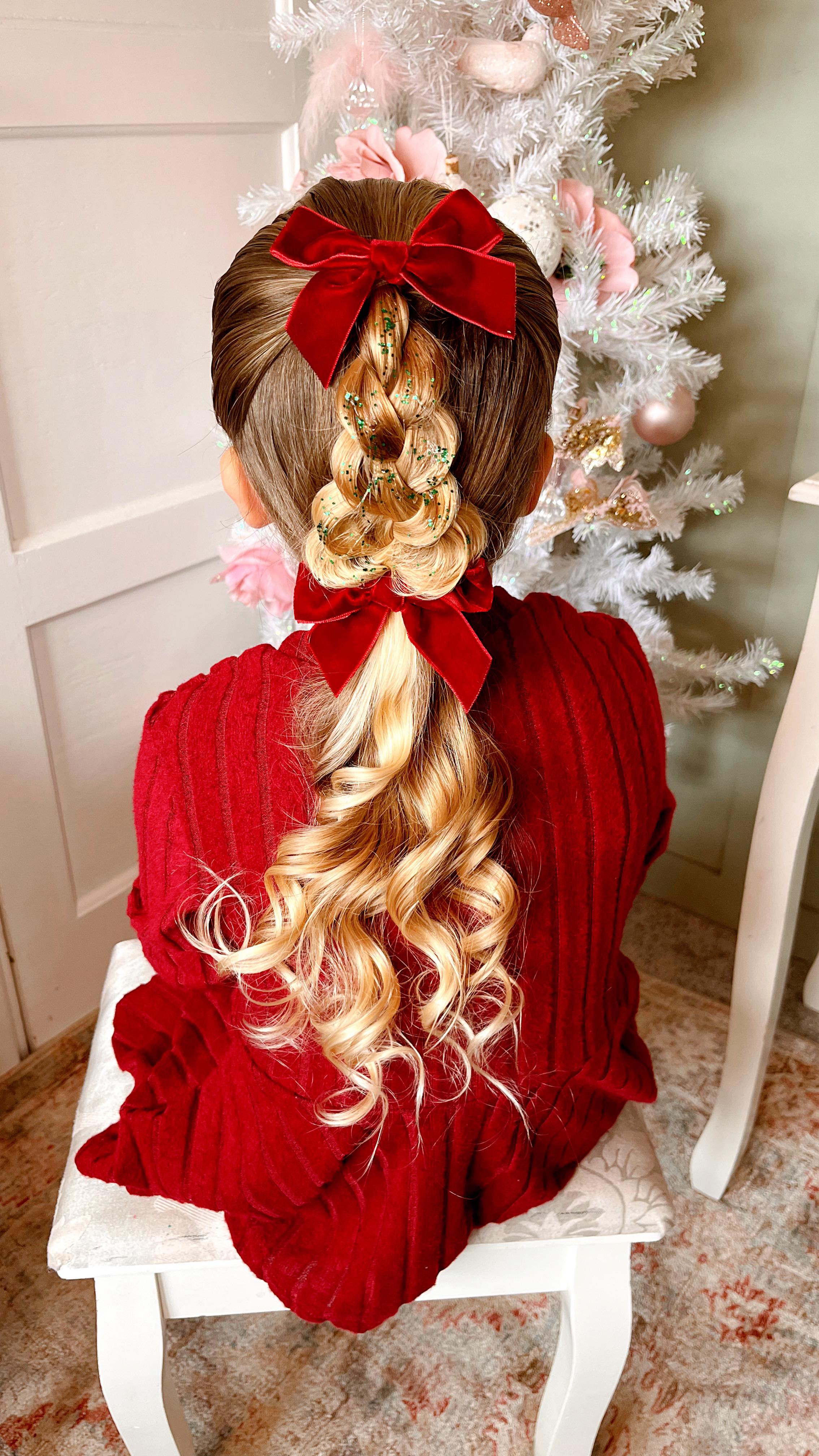 christmas hair dress Fun hairstyles for the girls 🩷🩷🎀🎄🎄🎄🎄🎄 cute christmas hairstyles easy