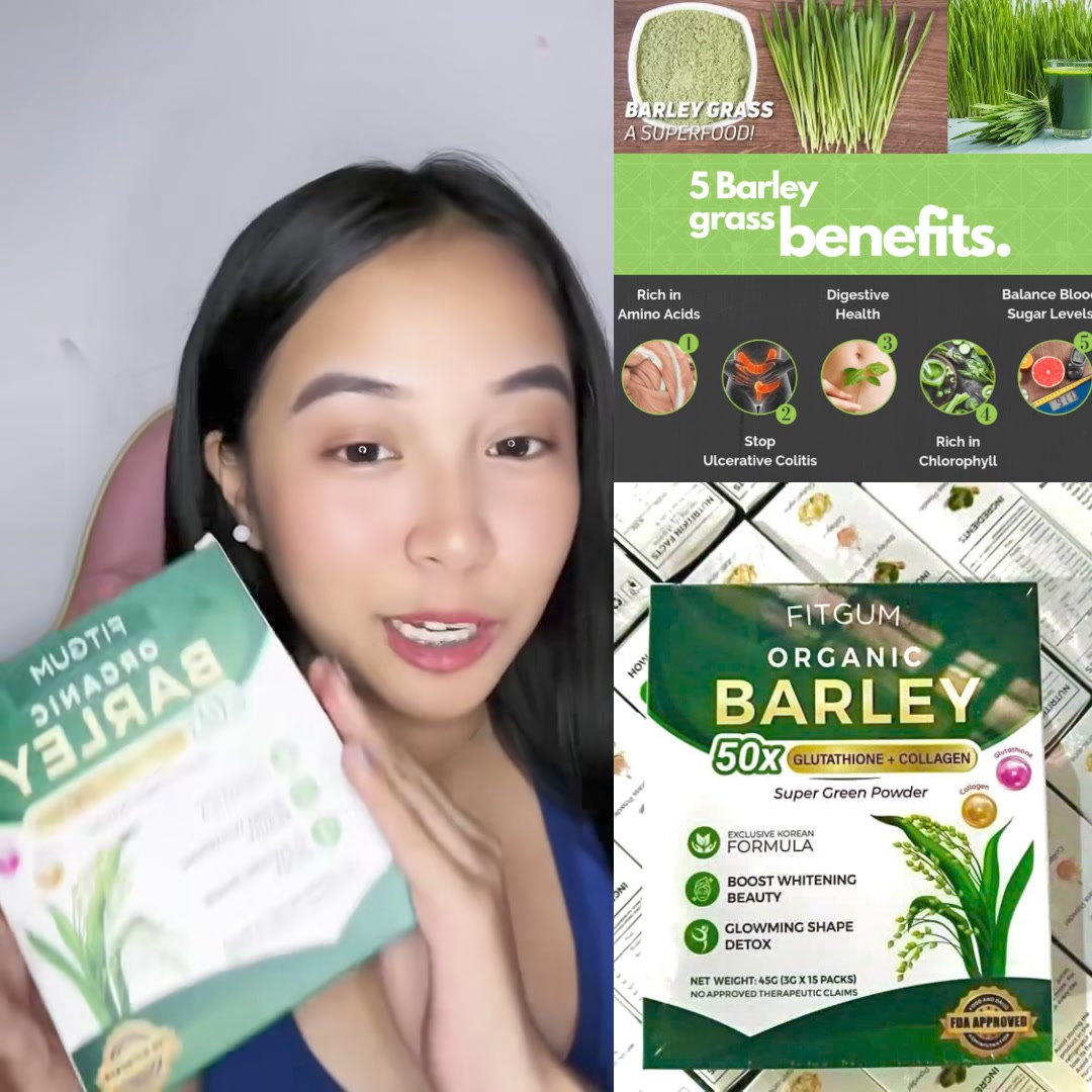 fitgum organic barley 50x glutathione FIT Gum & Collagen Super Green Powder This exclusive Korean formula is designed to support your beauty and detox goals Fitgum Organic Barley with 50x