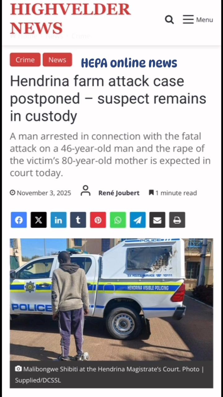 HENDRINA – The 27-year-old man arrested in connection with a brutal ...