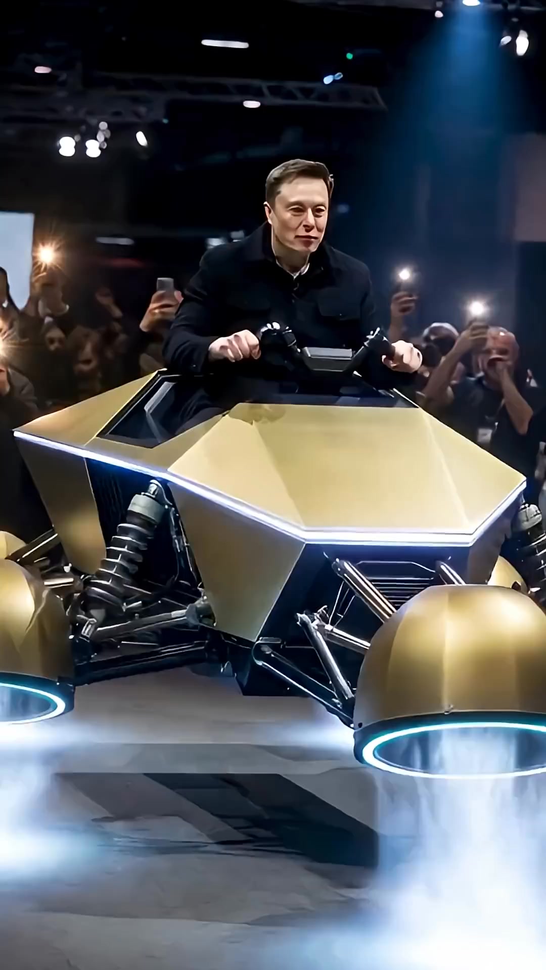 Elon Musk reveals Tesla Gold Cyberbike 🏆 360° Spin #dronebike #robotics ...
