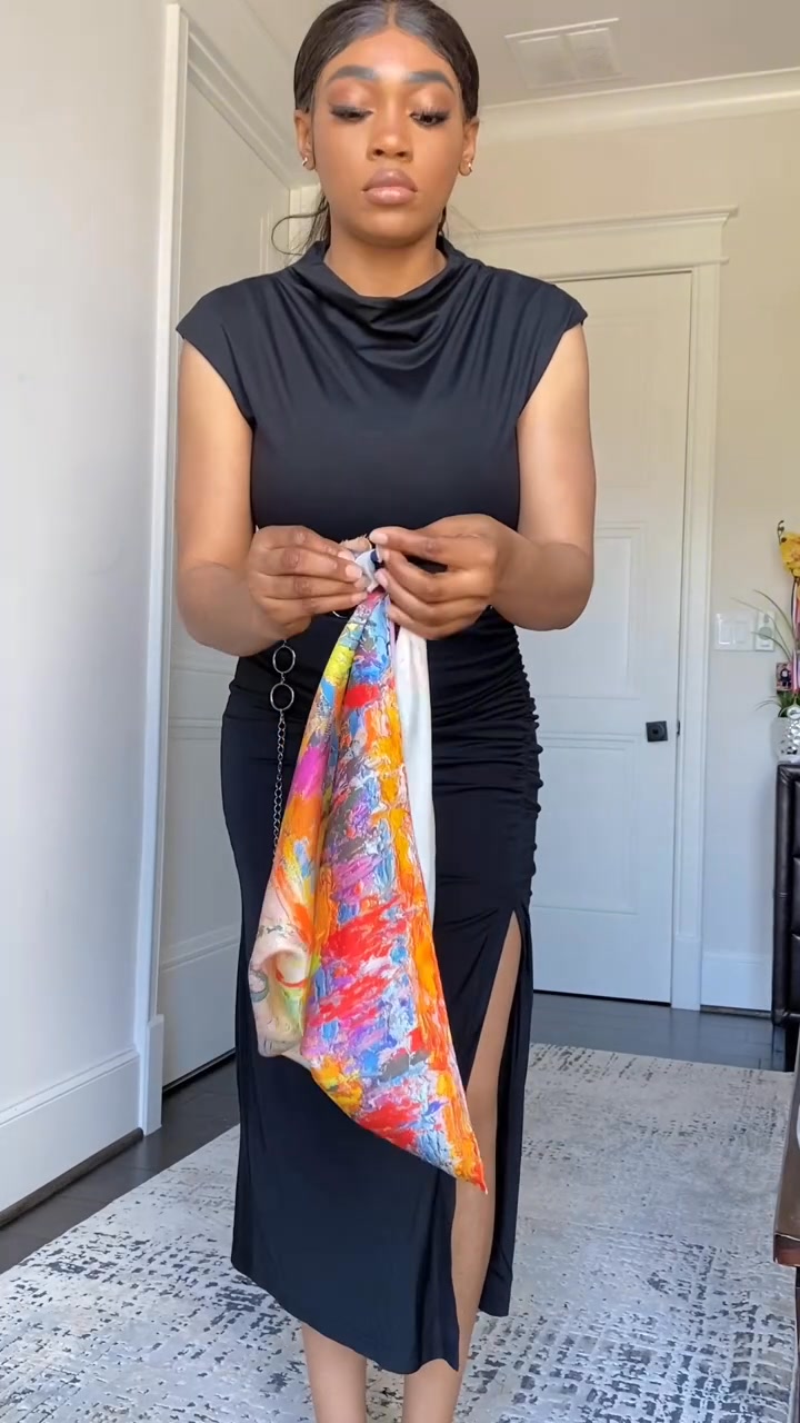 how to wear a scarf with a dress One dress, three ways style ✨ Spring Color:BLACK & GOLD elevated casualwear dress Tencel Cotton Midi Shirt