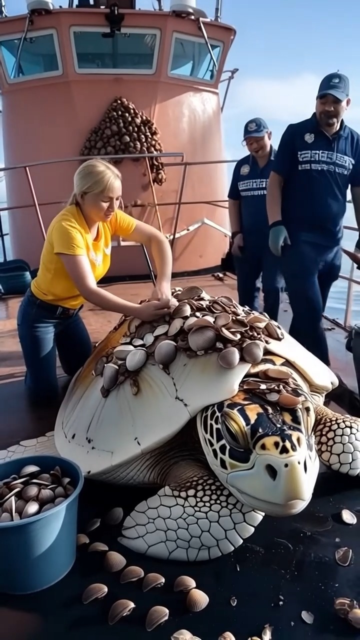 Rescue team successfully save turtle injured by barnacles! #animals # ...