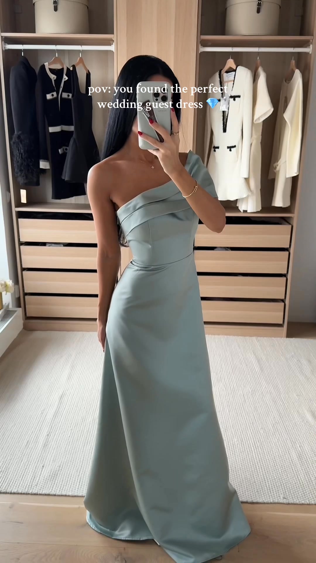 icy blue wedding guest dress satin, effortlessly luxe 🤍⁠, ⁠, #weddingguest #satingown #bridesmaids #weddinginspo | JJ's House Fabric: Cotton Poplin Women's White Casual Long Select Pant's Waist  Size:30W The attached lining ensures