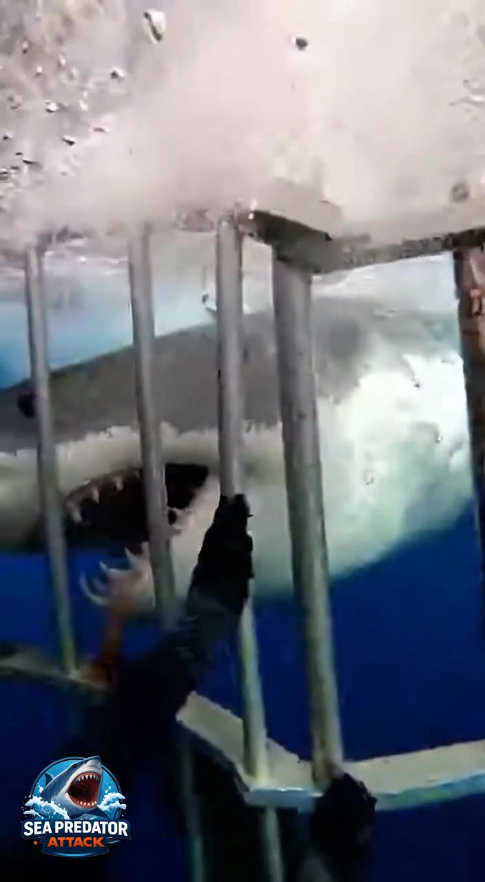 Shark Encounter With a Diver Inside a Safety Cage | Real Ocean Moment 🤍 ...