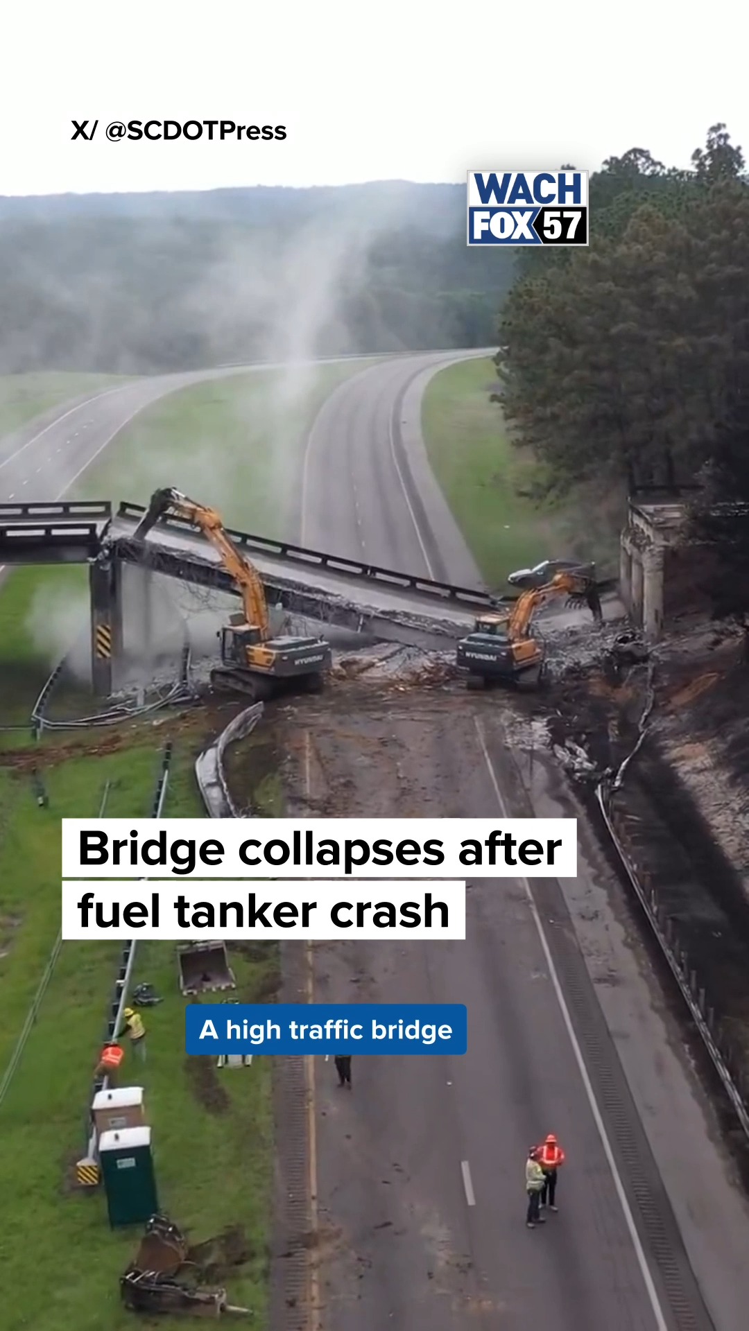 A major bridge collapse that closed both lanes of I-20 near mile marker ...