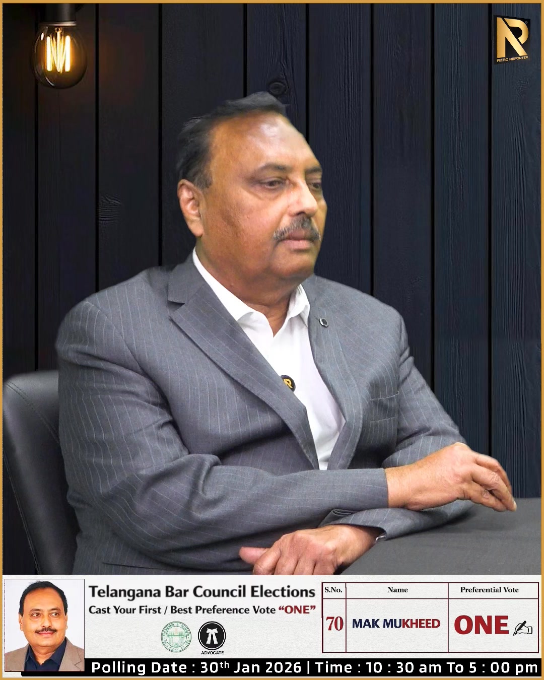 Telangana Bar Council Elections Advocate MAK Mukheed | Azad Reporter ...