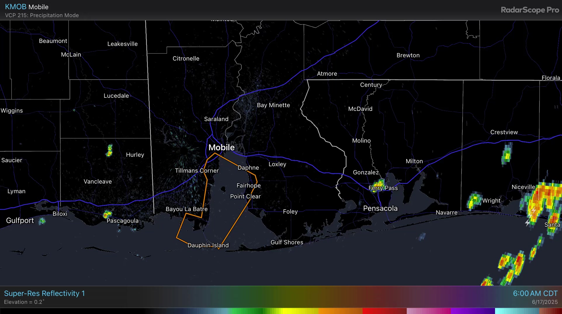 Showers and a few thunderstorms continue to develop across Mobile and ...