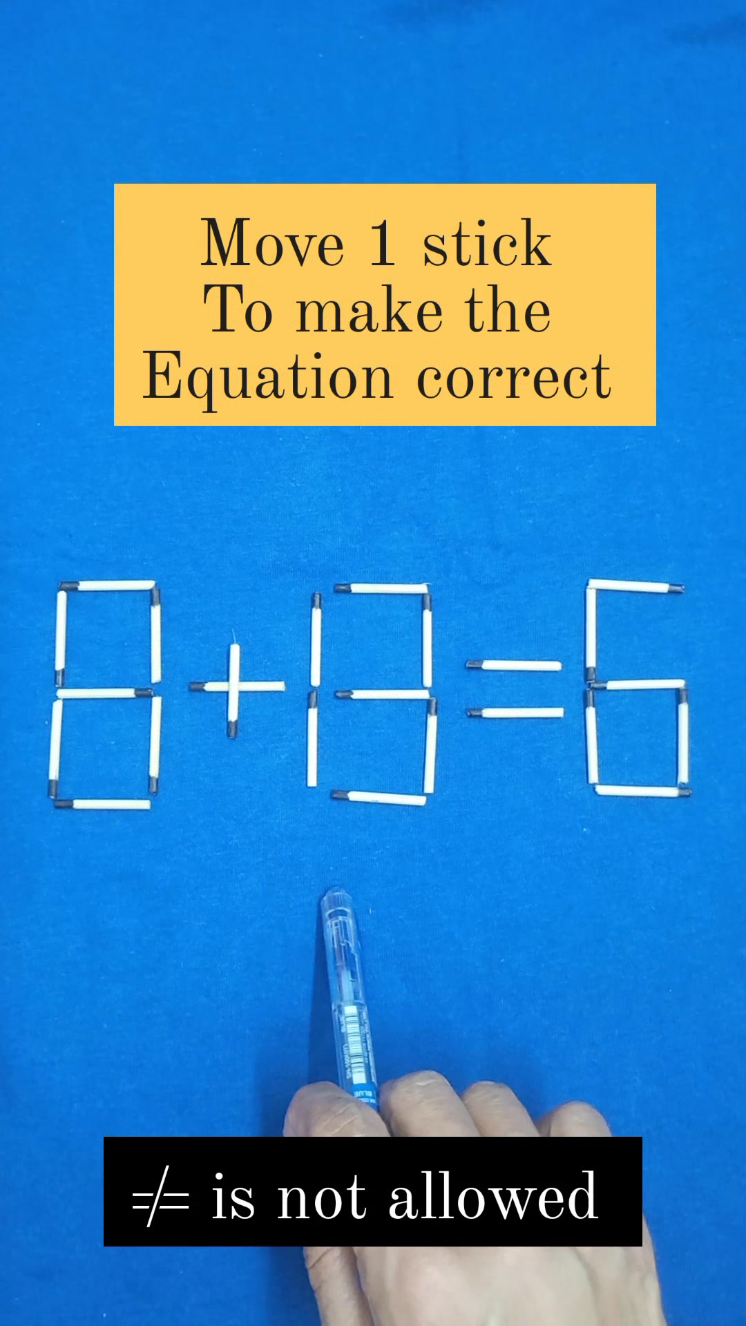 8 + 13 = 6 Move 1 stick to make the equation correct #move #Number # ...