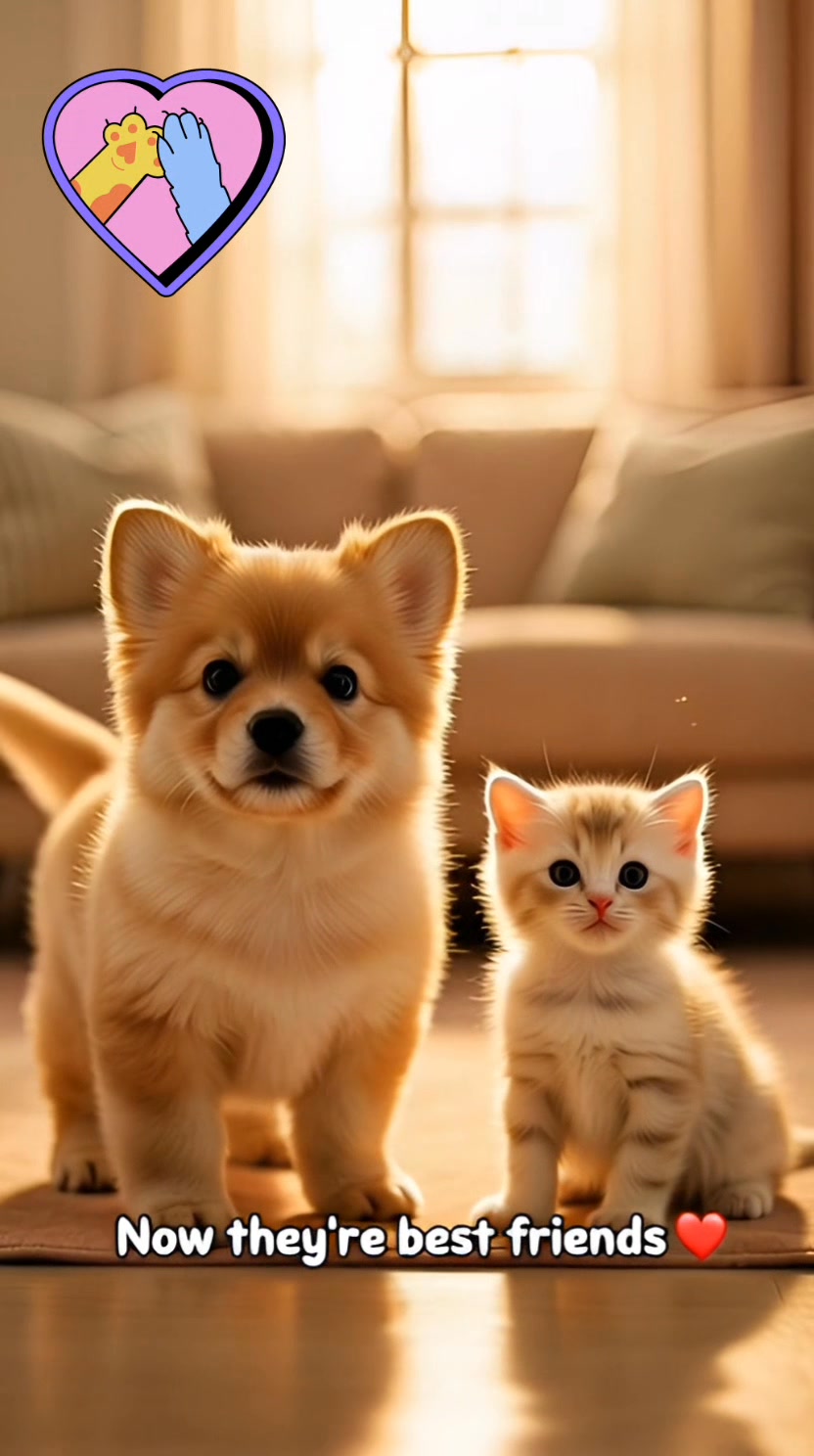 When rivals become family ️ #CatAndDog #PetReels #CuteReels #AnimalLove ...