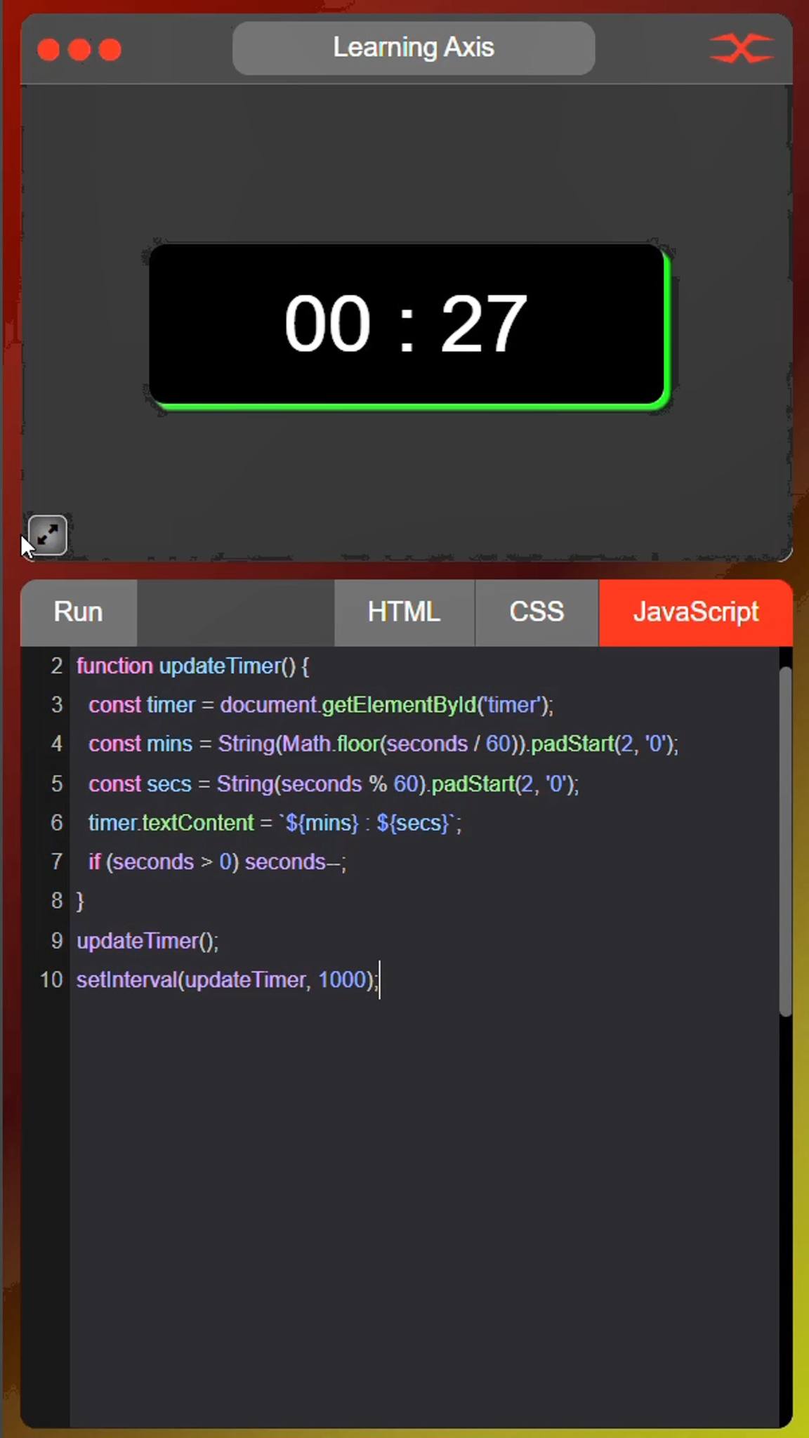 Simple Countdown Timer #LearningAxis #website #htmlcssjs #htmlcss # ...