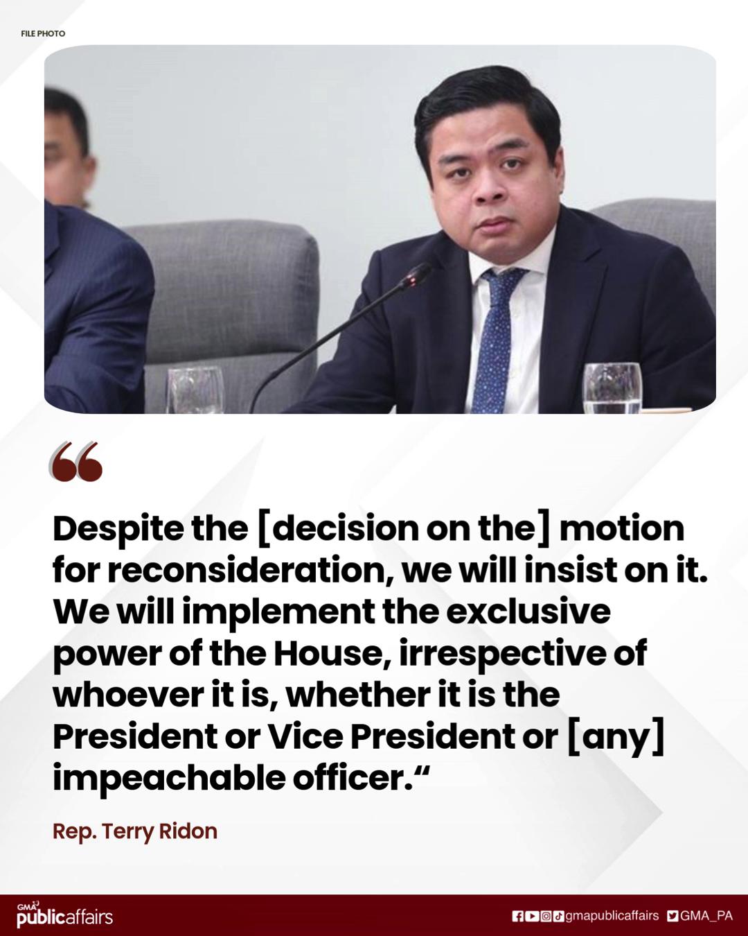 ‘DESPITE THE [DECISION ON THE] MOTION FOR RECONSIDERATION, WE WILL ...