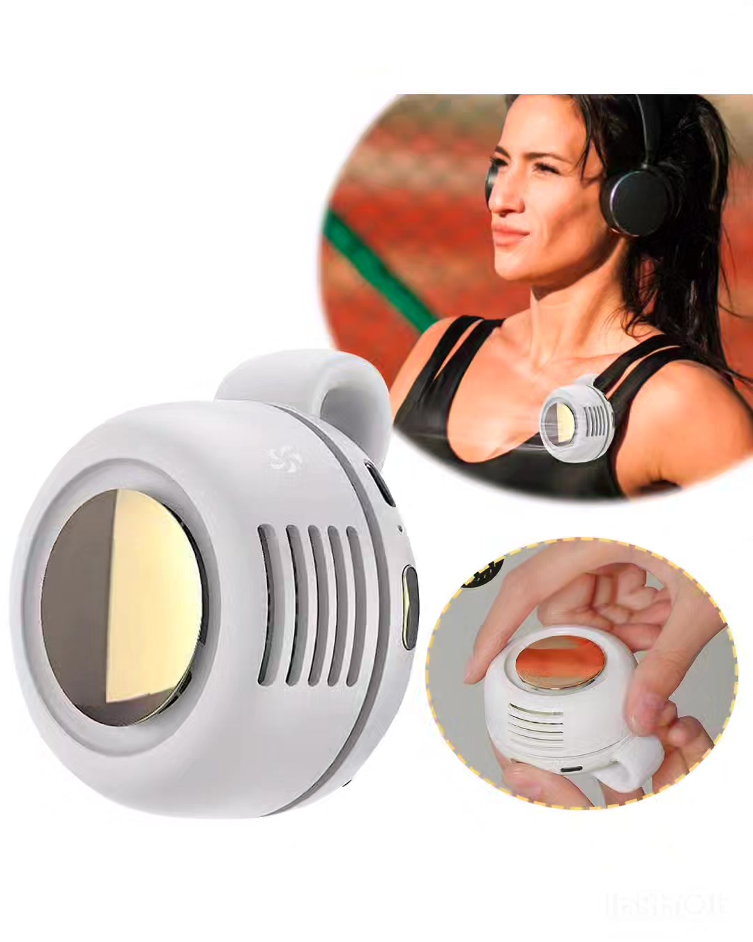 Ventilateur Personnel à Clipser Taille – 3 Vitesses, Rotation 360°, Batterie 900 MAh, Vert – Mains Libres Pour été