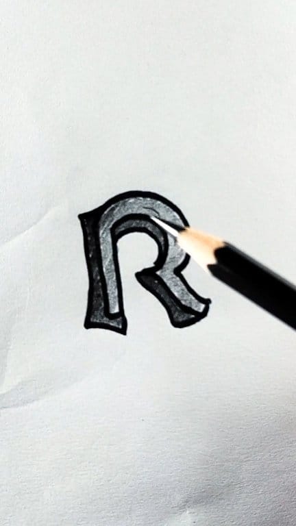 easy draw the English letter R #reelsviralシ #pencil #artist #artgallery ...