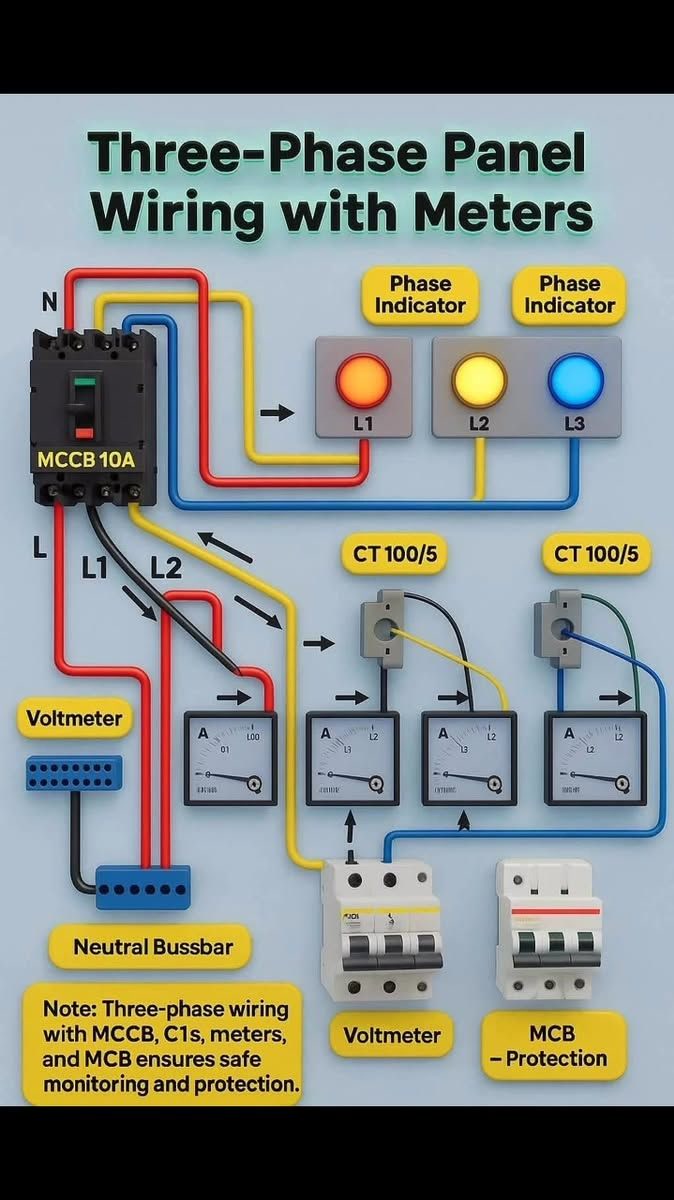 Three phases panel meter wiring #three #Phase #Panel #meter #connection ...