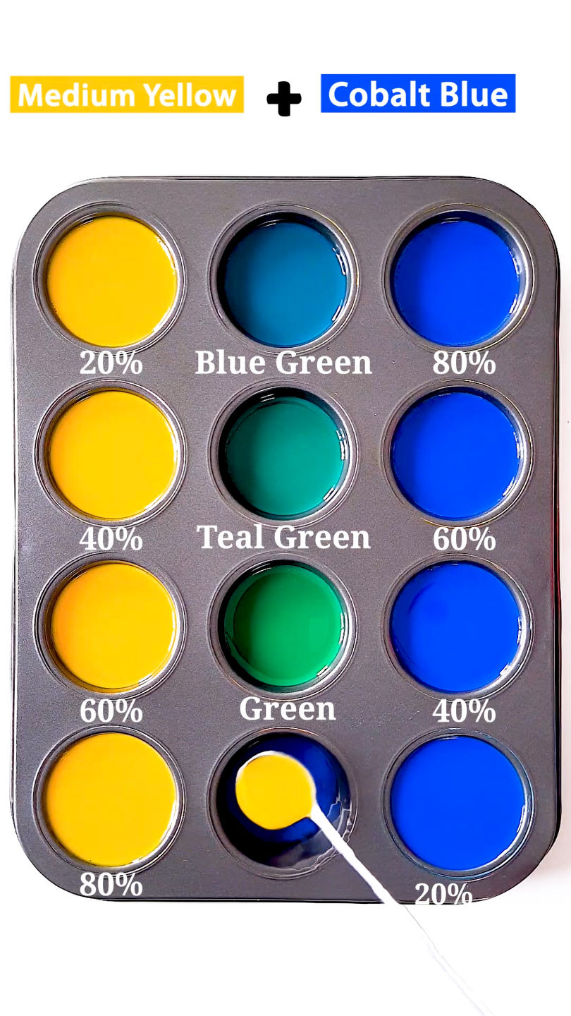 Medium Yellow Vs Cobalt Blue Satisfying Color Mixing #colors # ...