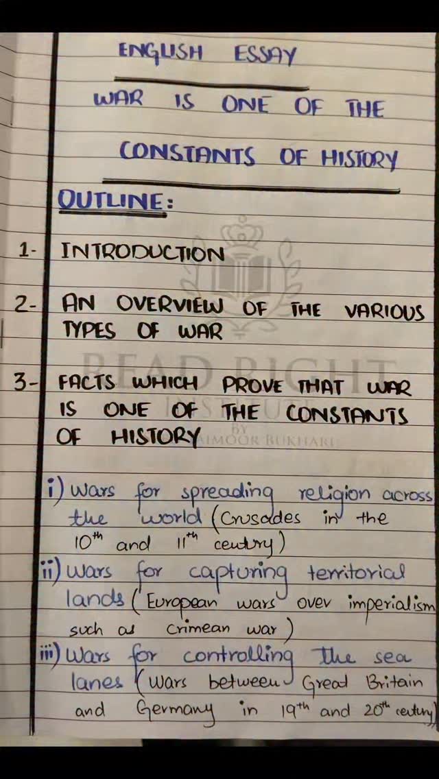 FOR CSS ESSAY: Outline & Introduction on the topic: War is one of the ...