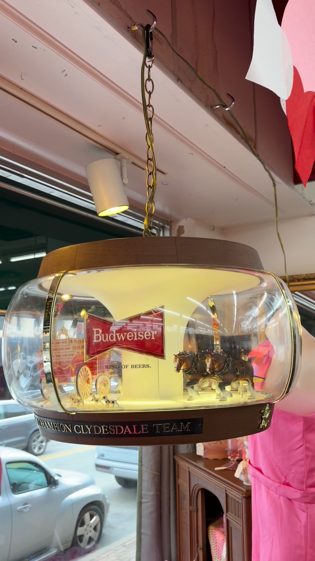 ✓SOLD Vintage Budweiser Carousel hanging light with the World