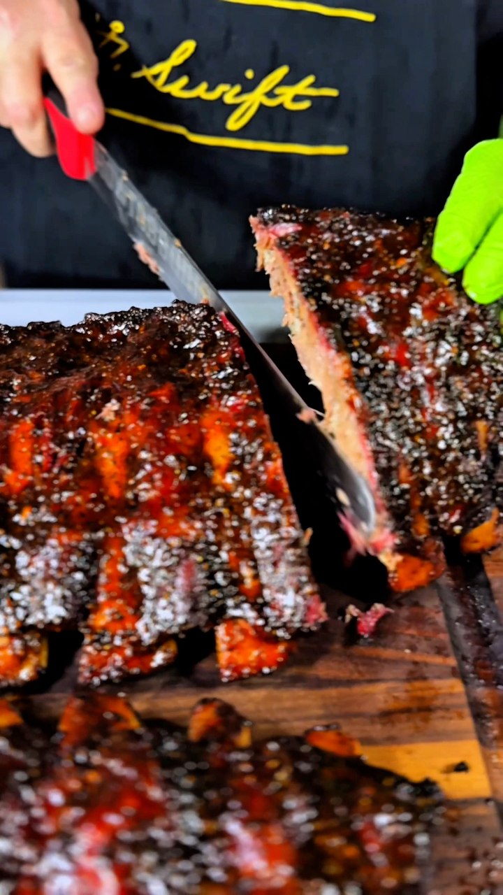 1855 Beef Back Ribs over The Good Charcoal on the Primo Ceramic Grill ...