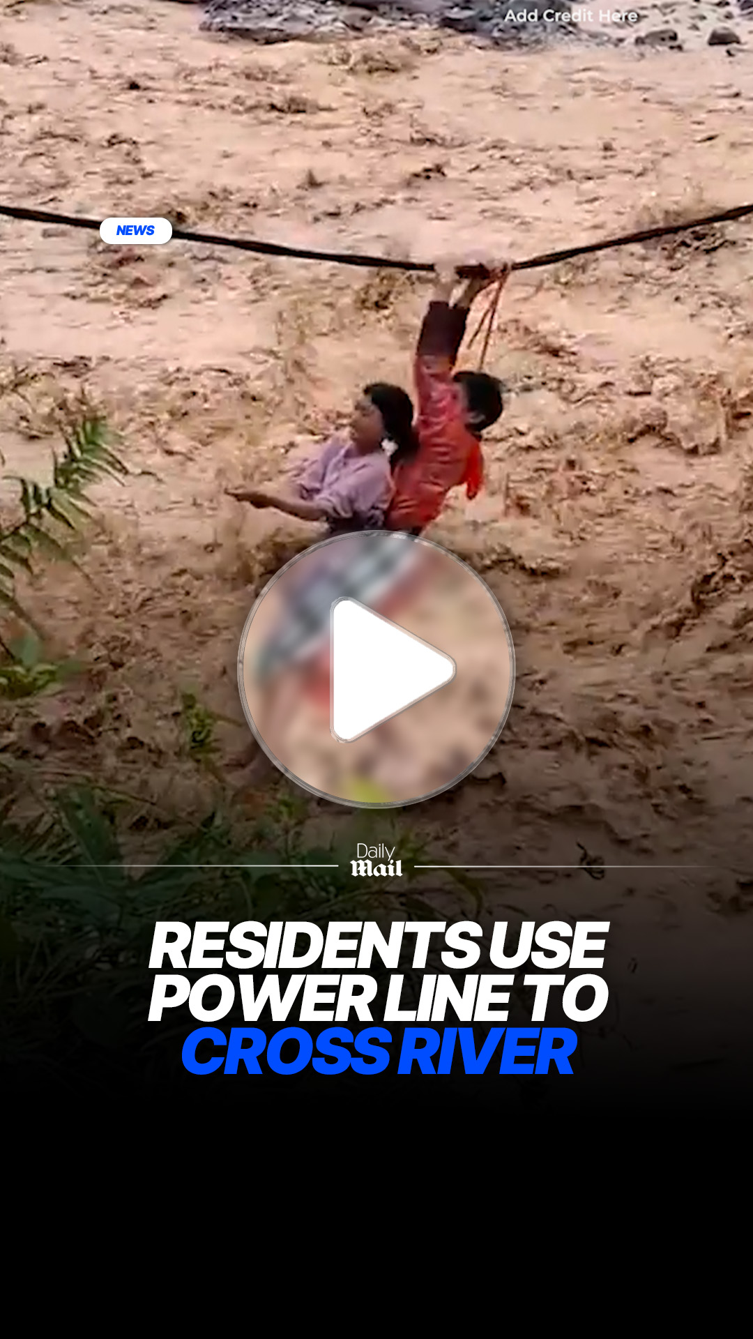 Residents in Indonesia were forced to cross a raging river by clinging ...