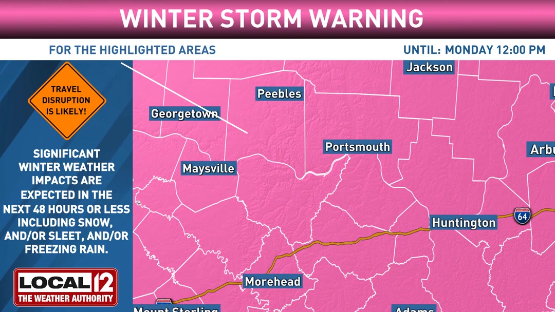 ⚠️ A Winter Storm Warning has been issued for the areas shown until 1/ ...