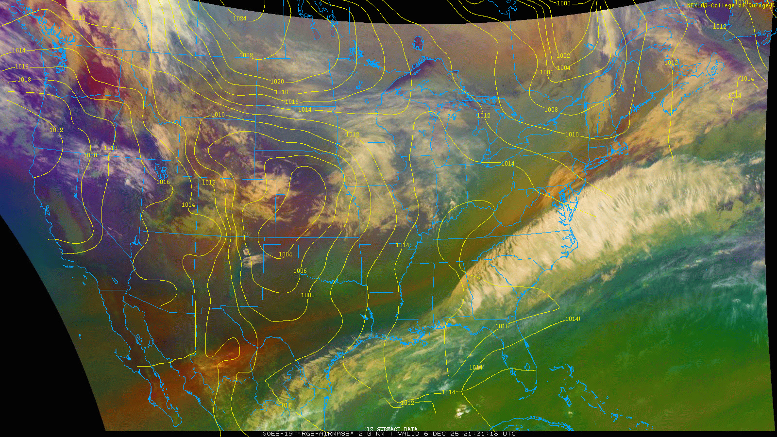 Multi-day GOES-19 weather satellite view of the Saturday night/Sunday ...