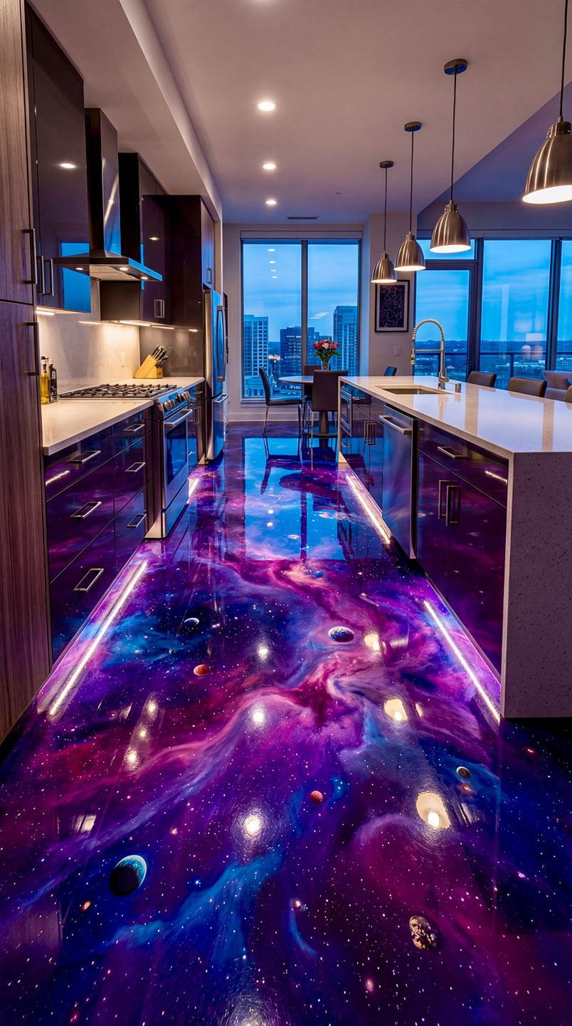 Galaxy 🌌 Epoxy Kitchen Floor Transformation | Cinematic Time-Lapse ...