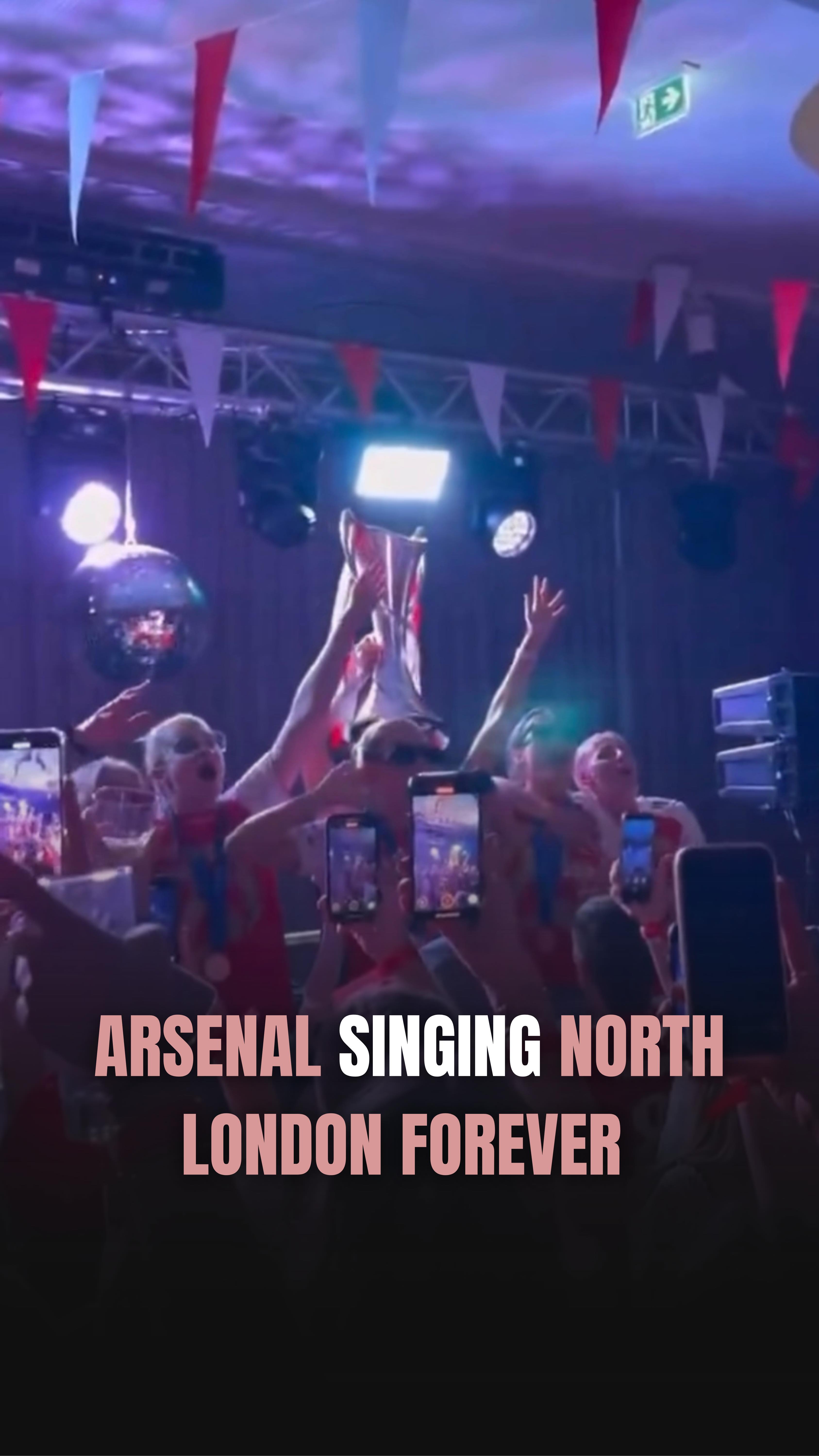 Arsenal singing North London Forever at their Champions League winners ...