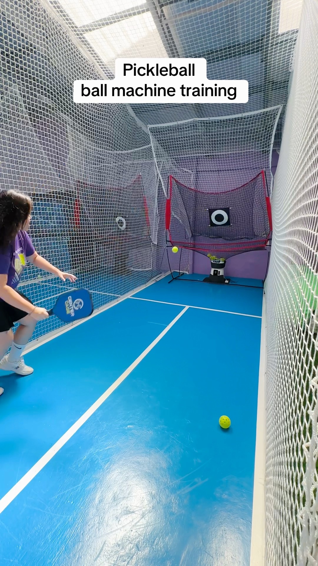 Self-training with the pickleball machine 😊💜 Center Cage at #3 Martilyo ...